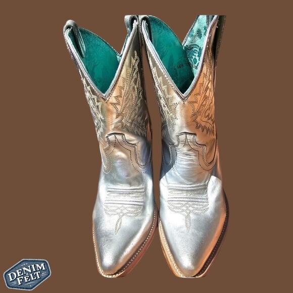 CORRAL WOMEN'S SILVER/TEAL EMBROIDERED ROUND TOE WESTERN COWBOY BOOTS/BOOTIES!! - Picture 6 of 16